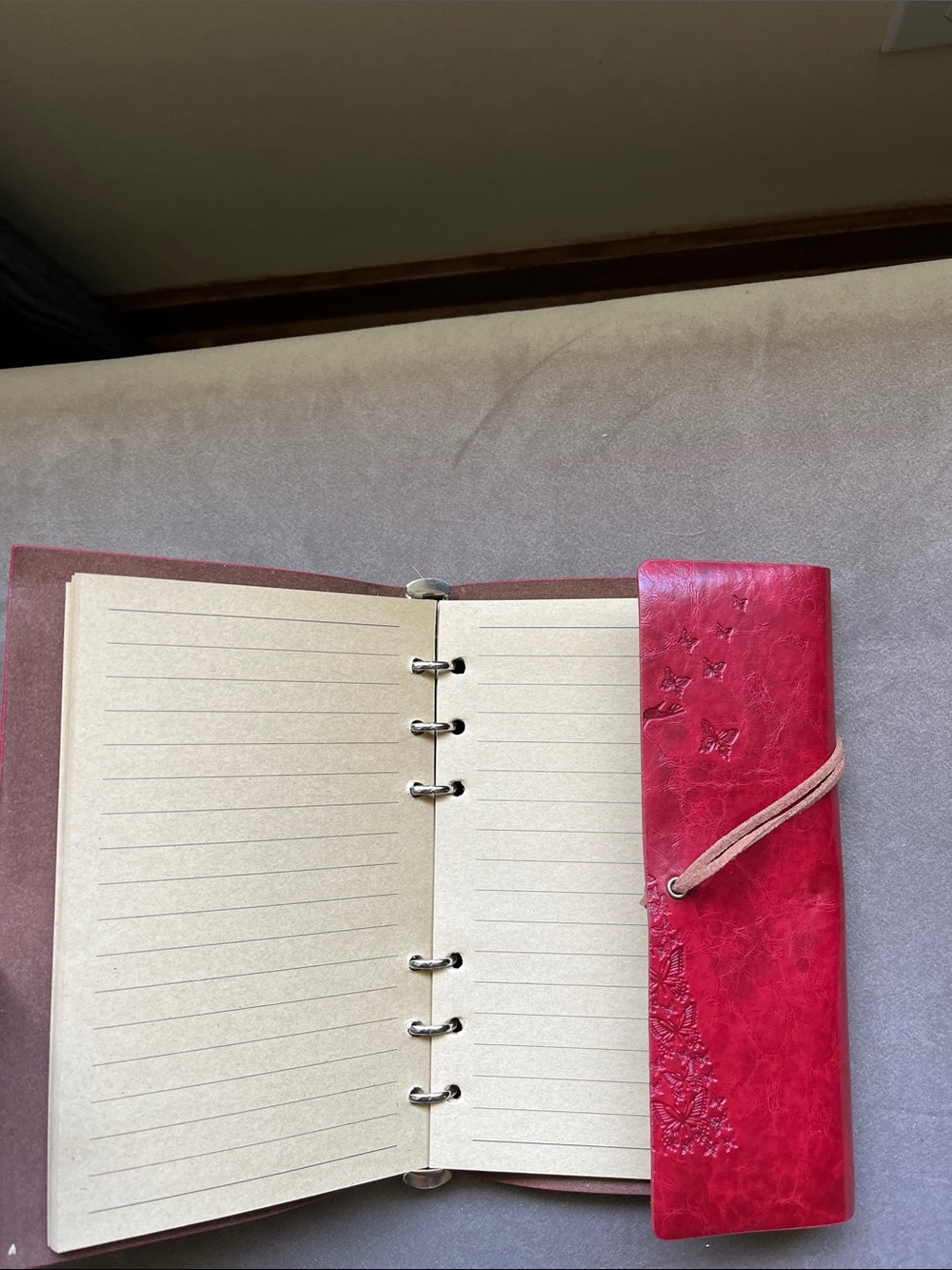 Embossed Red Butterfly Girl Faux Leather Journal - Picture 3 of 5